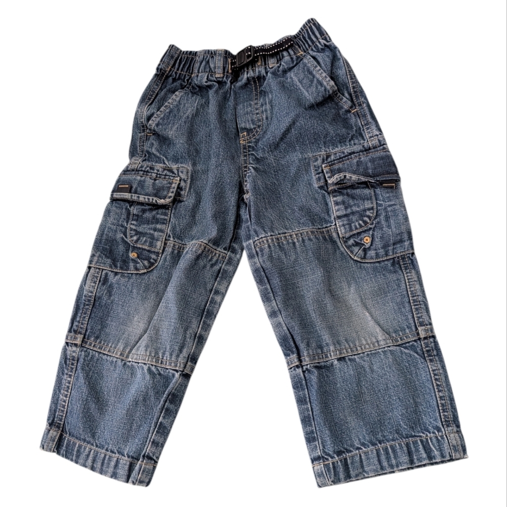 Vintage Y2K Lands' End Blue Kids Cargo Utility Jeans 4T